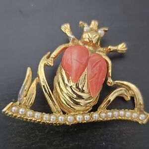 Cute Bug? Brooch w/coral